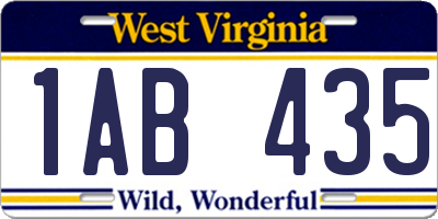 WV license plate 1AB435