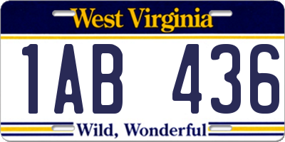 WV license plate 1AB436