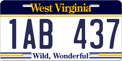 WV license plate 1AB437