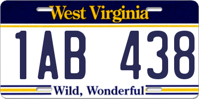 WV license plate 1AB438