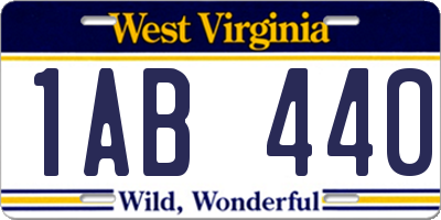 WV license plate 1AB440