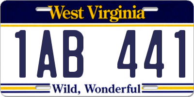 WV license plate 1AB441