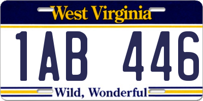 WV license plate 1AB446