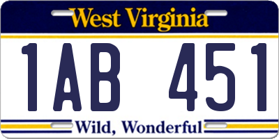 WV license plate 1AB451