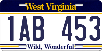 WV license plate 1AB453