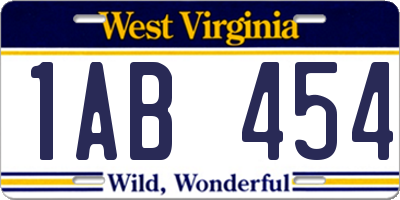 WV license plate 1AB454