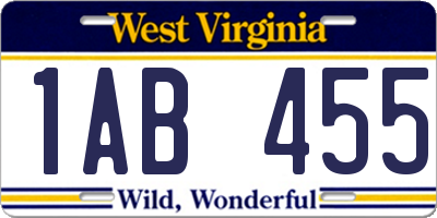 WV license plate 1AB455