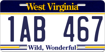 WV license plate 1AB467