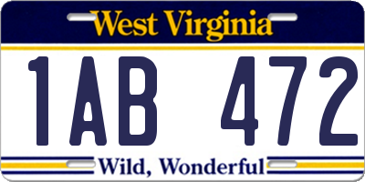 WV license plate 1AB472