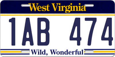 WV license plate 1AB474