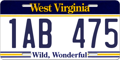 WV license plate 1AB475