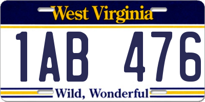 WV license plate 1AB476