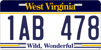 WV license plate 1AB478