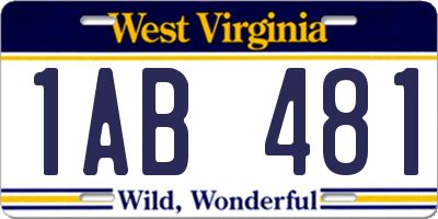 WV license plate 1AB481