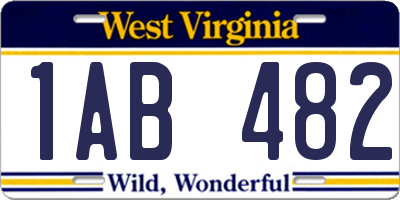 WV license plate 1AB482