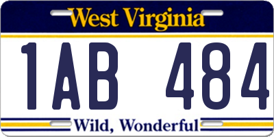 WV license plate 1AB484