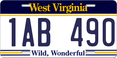 WV license plate 1AB490