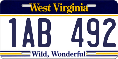 WV license plate 1AB492