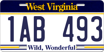 WV license plate 1AB493