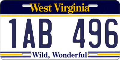 WV license plate 1AB496