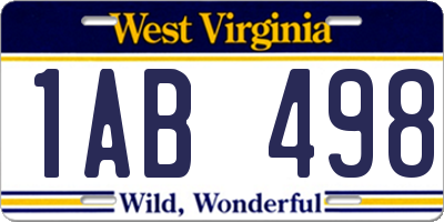 WV license plate 1AB498