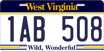 WV license plate 1AB508