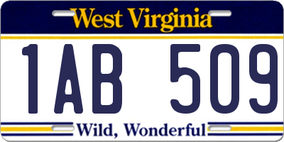 WV license plate 1AB509