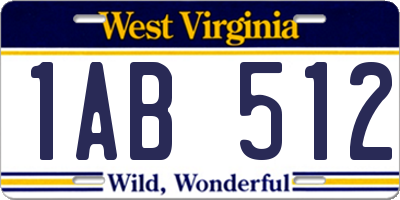 WV license plate 1AB512