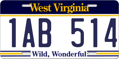 WV license plate 1AB514