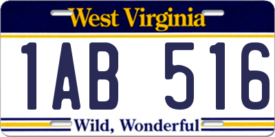 WV license plate 1AB516