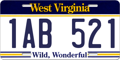 WV license plate 1AB521