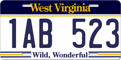 WV license plate 1AB523