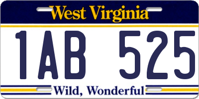 WV license plate 1AB525