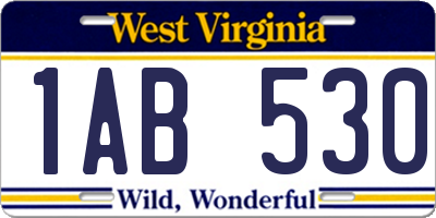 WV license plate 1AB530