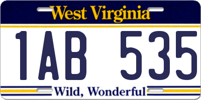 WV license plate 1AB535