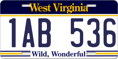 WV license plate 1AB536