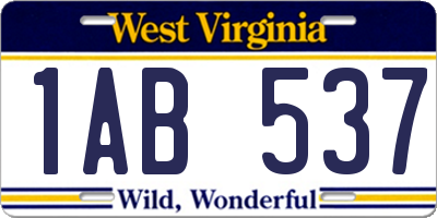 WV license plate 1AB537