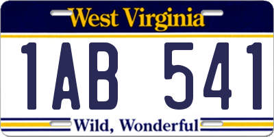 WV license plate 1AB541