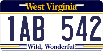 WV license plate 1AB542