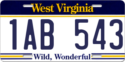 WV license plate 1AB543