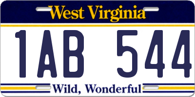 WV license plate 1AB544