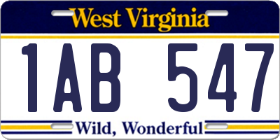 WV license plate 1AB547