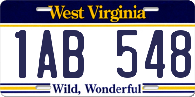 WV license plate 1AB548