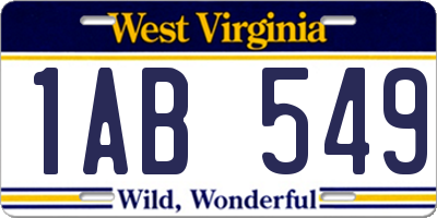 WV license plate 1AB549