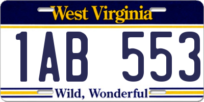 WV license plate 1AB553