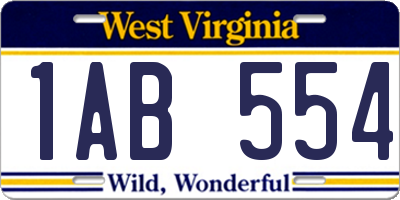 WV license plate 1AB554