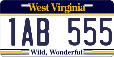 WV license plate 1AB555