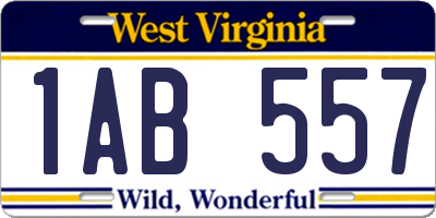 WV license plate 1AB557