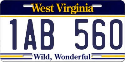 WV license plate 1AB560