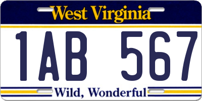 WV license plate 1AB567